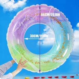 SEDEX Inflatable Ring, Transparent Swim Ring for Adults, Water Inflatable Large Rubber Starry Sky Pool Ring with Sequins, Beach Rings, Cool Summer Floaties for