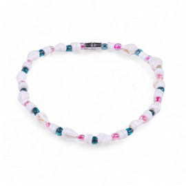 BlueRica Puka & Nassa Shells Anklet - Beachy Seashell Jewelry for Women (Pink/Blue)