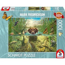 Schmidt Spiele 58572 Mark Frederickson, Dog Love, Brown Labrador in Cool Wet 1000 Piece Jigsaw Puzzle, Multi-Coloured