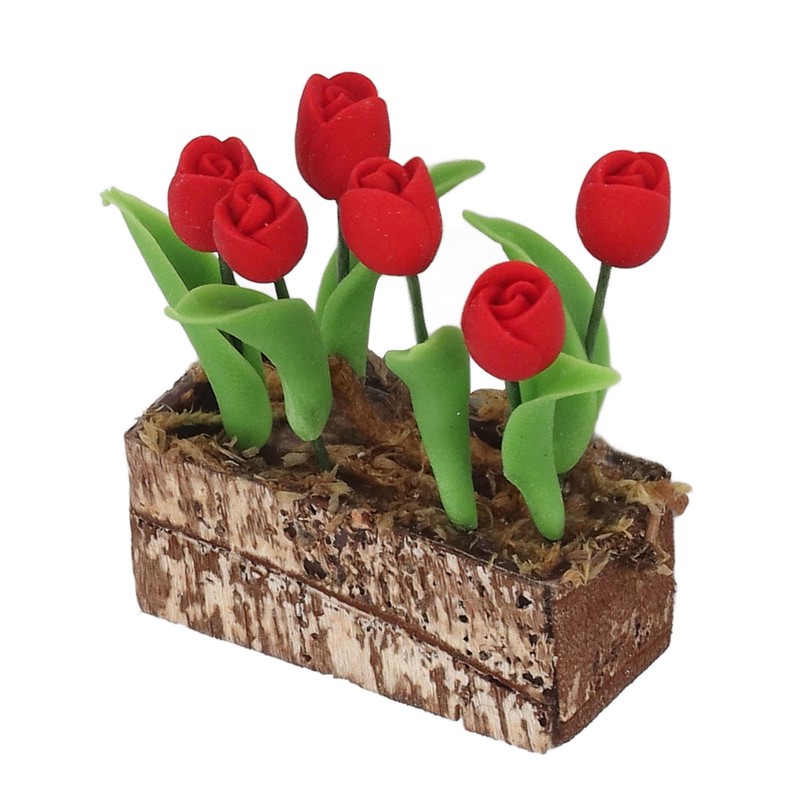 Artificial Tulips Flower Ornament 1:12 Doll House Garden Decor Simulated