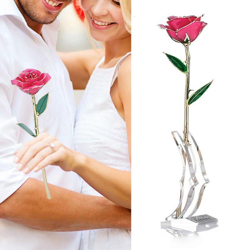 Long Stem Dipped 24k Gold Rose in Gift Box with