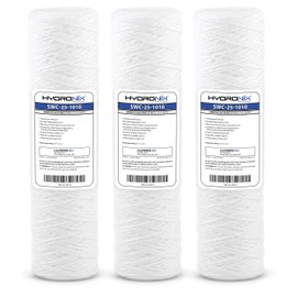 Hydronix HX-SWC-25-1010/3 Universal Whole House String Wound Sediment Water Filter Cartridge 2.5" x 10"-10 Micron-3 Pack, White