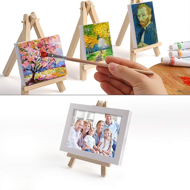 4 Mini Blank Framed Canvas Panels 7x7 cm Square Small