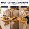 Bamboo Sofa Armrest Tray Table, Clip-On Round Couch Tray for