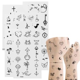 200 Tatuajes Temporales Pequeños Dibujos Animados Tatuaje Falso Pegatinas Resistente Al Agua constelaciones de estrellas lunares, brújula de música, líneas de anclaje, flores para niños, adultos