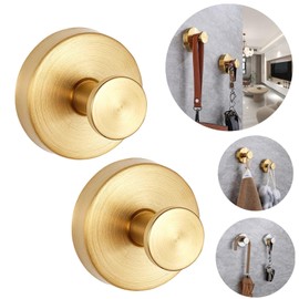 Suction Cup Hooks for Shower，2025 Upgraded Drill Free， Suction Cup Hooks，Suitable for Showers, Walls, Bathrooms, Mirrors, Glass, Hanging Towels - 2-Piece Set - Gold