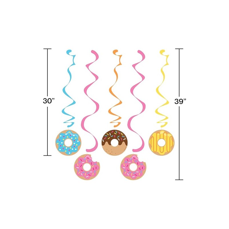 Happium Party Colourful Donuts Hanging Swirls - 6 Pcs, Paper,