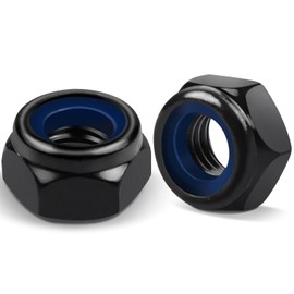 20 x Nyloc Steel Nuts, Jeboler 6 mm Self Locking Nuts, Black Hex Lock Nuts, M6 with Nylon Inserts, Hexagon Nut for Washers Bolts & Screws (M5)