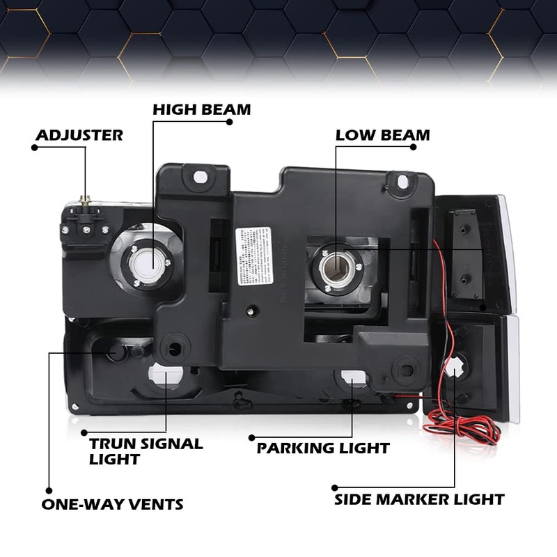 PIT66 Corner Headlight Bumper Lamp w/LED Strip Light,Compatible with 1994-1998