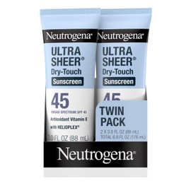 Neutrogena Neutrogena Ultra Sheer Dry-Touch Sunscreen For Face & Body, SPF 45 Broad Spectrum UVA/UVB Protection, Lightweight Water Resistant & Non-Greasy, Travel Size Sunscreen, 3 fl. oz 2 pack