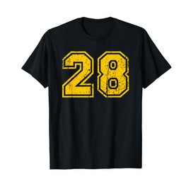 Vintage Number #28 Yellow Sports Team T-Shirt