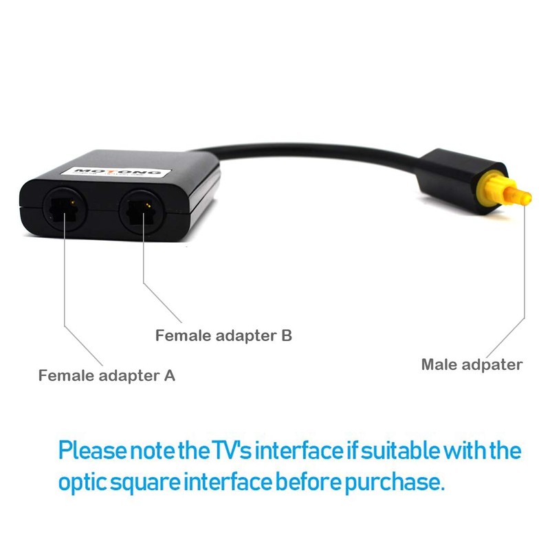 MOTONG Toslink Digital Optical Audio Splitter Adapter 1 in 2