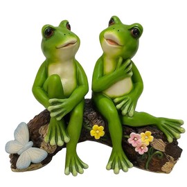 ZASEUCI Resin Couple Frogs Garden Statue - 9 Inch Tall Outdoor Decor for Yard, Patio, Porch - Unique Home Decor & Charming Garden Decor for Women,Men, House Warming Gifts New Home