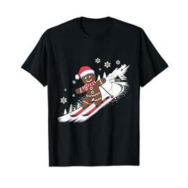 Gingerbread Man Christmas Skiing Down Gifts Winter Xmas Kid T-Shirt