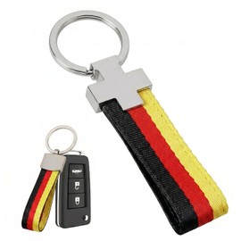 GWEOR Germany Flag Keyring Metal, Black/Red/Gold Nylon Strap, Rustproof & Colourfast, for Men and Women, Car Keyring & Fan Item