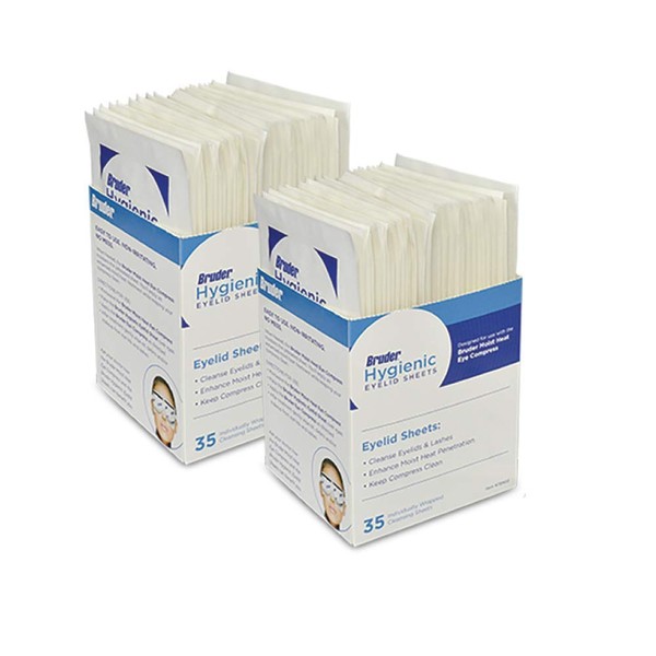 Bruder Hygienic Eyelid Cleansing Sheets Micro Fine Individually Wrapped Untreated Sheets 35 Count Box (Pack of 2)