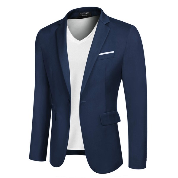 COOFANDY - chamarra deportiva para hombre, estilo casual, entallada, con un botón, Azul Real, Medium