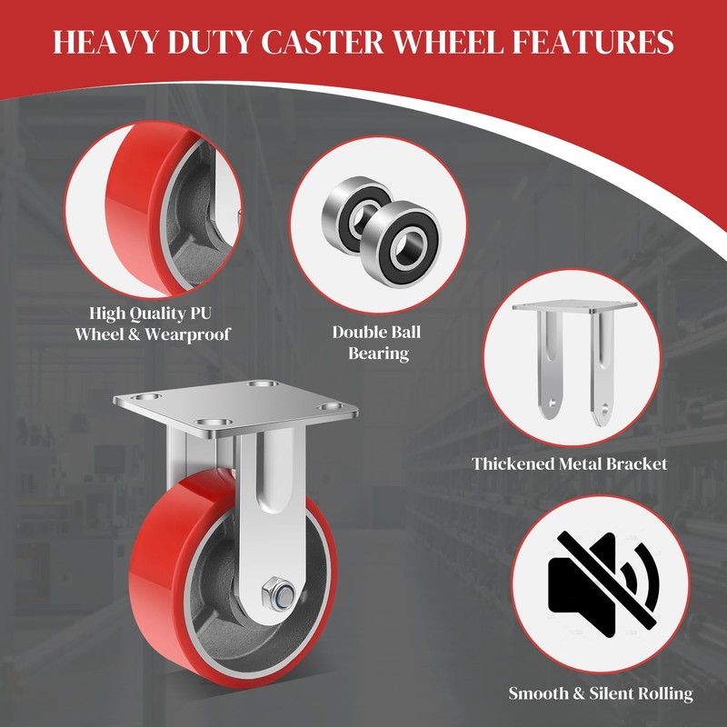 W B D WEIBIDA 5 Inch Heavy Duty Casters, 1000