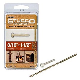 Buildex 3/16 x 1-1/2" Phillips Head Stucco Anchors, with Drill Bit, 25 PCS