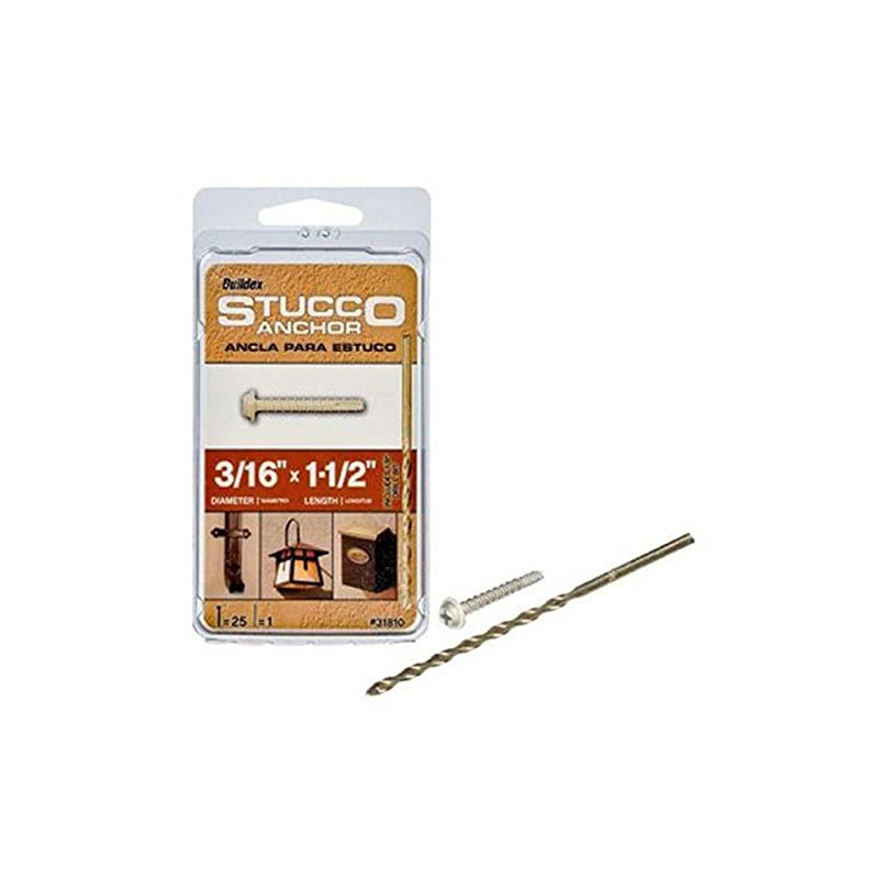 Buildex 3/16 x 1-1/2" Phillips Head Stucco Anchors, with Drill
