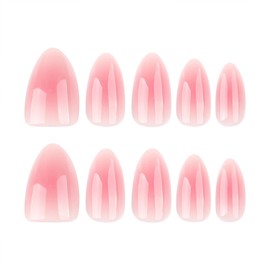 Nude Press on Nails Short Almond Fake Nails with Gradient Designs Glossy Glue on Nail Reusable Artificial Nails Acrylic Full Cover Stick on Nail for Elegant Women 24 Pcs