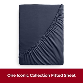 Mellanni King Size Fitted Sheets - All Around Elastic - 40 Cm Extra Deep - Soft Brushed Microfiber, Shrinkage & Fade Resistant - (150x200 cm, Navy Blue)