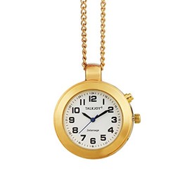 TalkJoy Gold Talking Watch Pendant Necklace Watch Gold Chain Time Announcement Women's Pocket Watch Senior Watch Blind Watch, gold