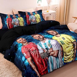 EXUFRW Baby Children's Bed Linen Football 100 x 135 cm + Zip Pillowcase 40 x 60 cm 3D Football Bed Linen Baby Bedding Cover Set Soft Microfibre Bed Linen