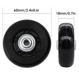 Tissting Ruedas De Equipaje, Reemplazo Universal Con Herramienta De Instalación Ruedas Giratorias De Goma 60x18mm Rotación Silenciosa Para Maleta De Viaje Tablero Scooters Kit De Reparación