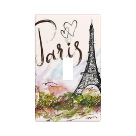 Paris Eiffel Tower Light Switch Cover Decorative Single Toggle Wall Plate 1-Gang Art Electrical Faceplate for Home Bedroom Decor 4.50" x 2.76"