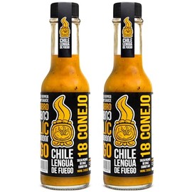 Hot Sauce | Chile Lengua de Fuego (Pack of 2, 18 Conejo) – Bright Citrus & Turmeric Hot Sauce with Scotch Bonnet Heat, Medium Spice, Gourmet Gift Set