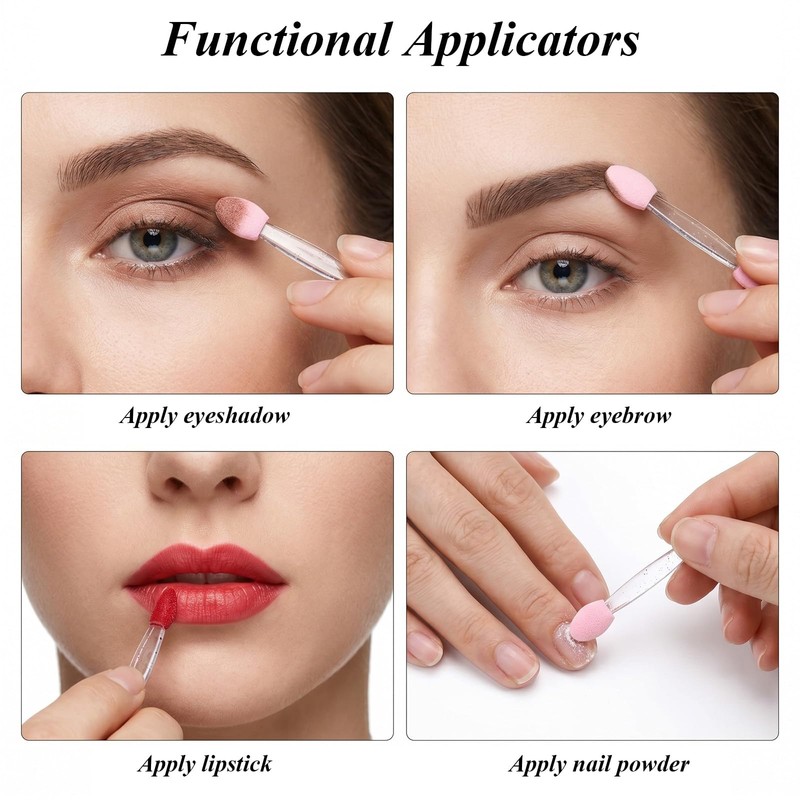 100pcs Chrome Applicator for Nails Dual-Sided Eyeshadow Sponge Applicator