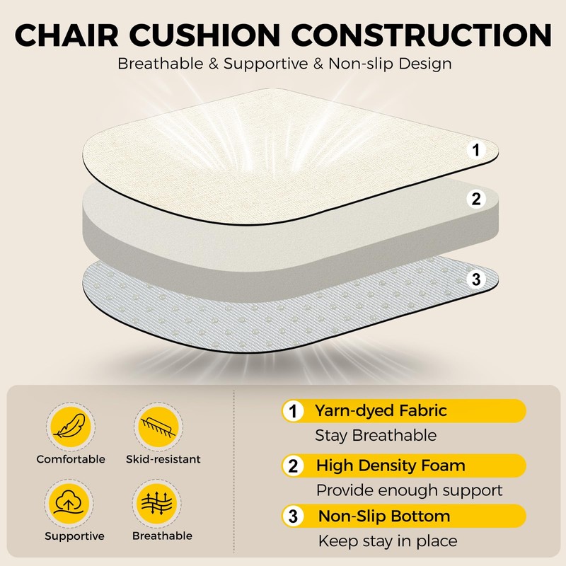 downluxe Indoor Chair Cushions for Dining Chairs, Soft and Comfortable