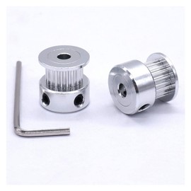 EKINS 5Pcs Silver 6.35mm(0.25″) Bore 20 Teeth GT2 Belt Pulley for 3D Printer 6mm Width 20T Timing Belt Aluminum Belt Pulley(4mm)