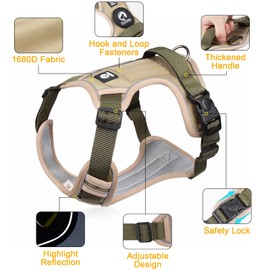 Dog Harness, Anti-Pull Dog Harness, Adjustable No Pull Dog Harness with Padded Handle, Reflective Chest Harness with Velcro Straps for Small, Medium, Large Dogs