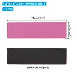 PATIKIL Magnetic Name Tag 8.27x2.3Inch, 16 Pcs Dry Erase Magnet Labels Waterproof Reusable Strips for Classroom Office Refrigerator Home whiteboard, Pink