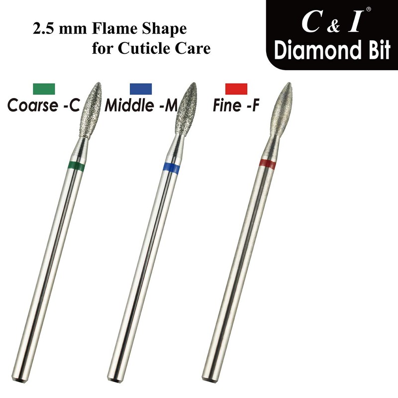 C & I Diamond Nail Drill Flame Shape E-File Professional
