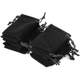G2PLUS Black Velvet Jewellery Pouches, 7x9CM Velvet Drawstring Bags for Jewellery, 20PCS Small Soft Gift Bags with Drawstrings for Wedding, Party, Valentine's Day, Anniversary