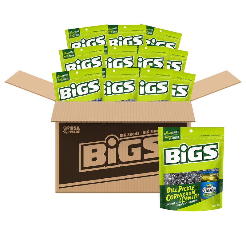 Bigs Sunflower Seeds Dill Pickle Flavour - 24x140g Bags, 24