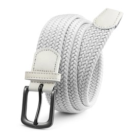 CHAOREN White Belt for Men - Mens Casual Woven Stretch Golf Belts 1 3/8" - For Golf Pants Casual Shorts Jeans