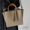 VITAFELICE Inb-90032p Women's 2-Way Mini Bag with Bamboo Handle, grey