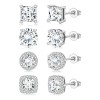 WEKIA - 4pares Aretes De Zirconia Plata 925 Para Mujer