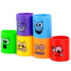 Entervending Coil Springs Party Favors for Kids - Emoticon Party Favors Bulk - Coil Spring Bulk Toys 1.38 Inch - Party Favors for Kids - Slinky Party Favors 60 Pcs