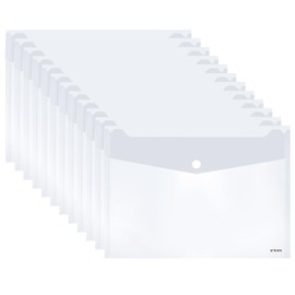 M&G 12 Pack Plastic Envelopes File Folders, Clear Folders for Documents A4 Letter Size Poly Envelopes with Snap Button Closure, Use for School Home Office Suppiles Organizer