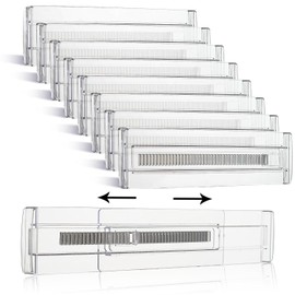 Jeffan 8 Pack Drawer Dividers, Adjustable Clear Drawer Organizers 3.2" High Expandable from 11-20" Kitchen Drawer Plastic Drawers Separators for Clothing Kitchen Utensils Makeup Office Storage