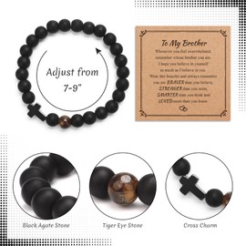 TecquorA Brother Gifts from Sister, Christian Cross Bracelet Brothers Gift for Birthday Christmas Valentines Graduation Gifts for Big Brother Adult