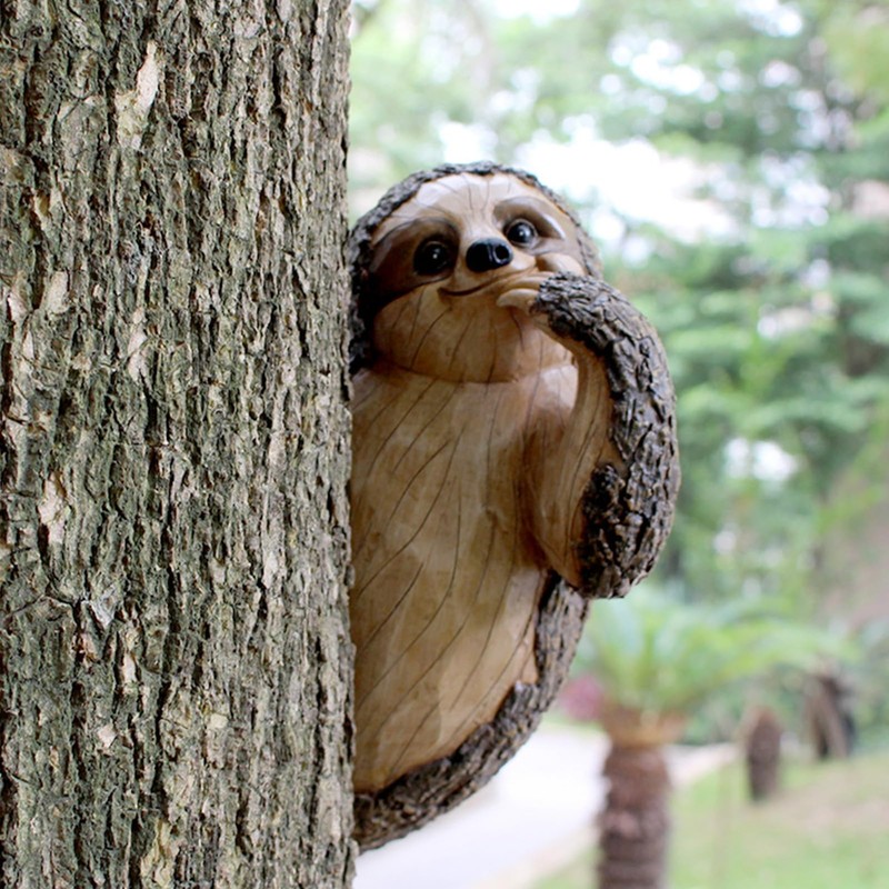 CHEOTIME Sloth Tree Hugger, Outdoor Tree Decorations Statue Hanging Outdoor