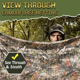 300D Camo Netting, Double-Sided Available Durable Camouflage Netting, Quiet Camo Mesh Netting, for Concealment, Hunting, Tree Stand, Shooting Blinds, Car Cover and Photography(Leaf & Dry Grass, 4Yd)
