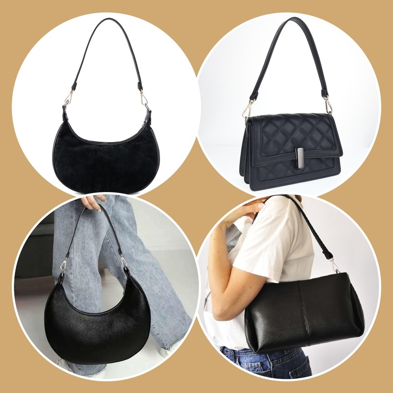 Yuanchu Black Short Handbag Handle Strap, 19 Inch PU Leather
