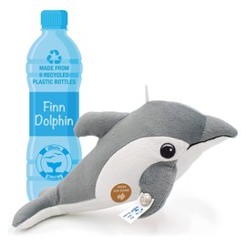 TE-Trend Dolphin Cuddly Toy with the Sound of the Dolphins Soft Toy 30 cm Dolphin Finn Sustainably Made from 6 Recycled Plastic Bottles